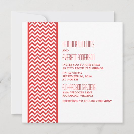 Invitation Red Chevron Border Wedding (Devant)