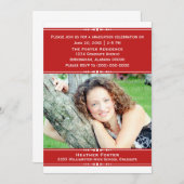 Invitation Red Chic Photo Graduation (Devant / Derrière)
