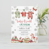 Invitation Red Christmas Baby It’s Cold Outside Baby Shower (Debout devant)