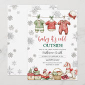 Invitation Red Christmas Baby It’s Cold Outside Baby Shower (Devant / Derrière)