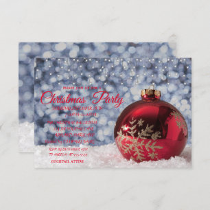 Invitation Red Christmas Ball, Bokeh Company Christmas Party