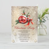 Invitation Red Christmas Ball Snowflon Party (Debout devant)