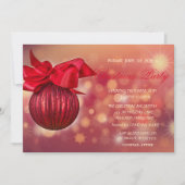 Invitation Red Christmas Balls Bokeh Company (Devant)