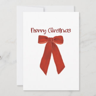 Invitation Red Christmas Bow with Merry Christmas Text