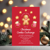Invitation Red Christmas Cookie Exchange Cute Gingerbread Hom