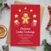 Invitation Red Christmas Cookie Exchange Cute Gingerbread Hom