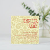 Invitation Red Christmas Cream Mariage damassé (Debout devant)