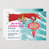 Invitation Red Christmas Glove Party (Devant / Derrière)