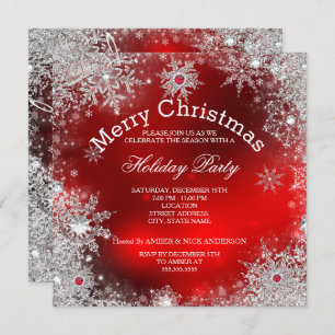 Invitation Red Christmas Holiday Party Winter Wonderland
