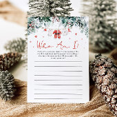 Invitation Red Christmas Père Noël Who Am I Baby shower Game