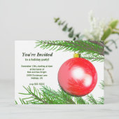 Invitation Red Christmas Tree Ball Fête (Debout devant)