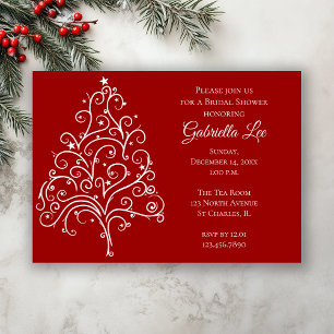 Invitation Red Christmas Tree hiver nuptiale de douche Invita