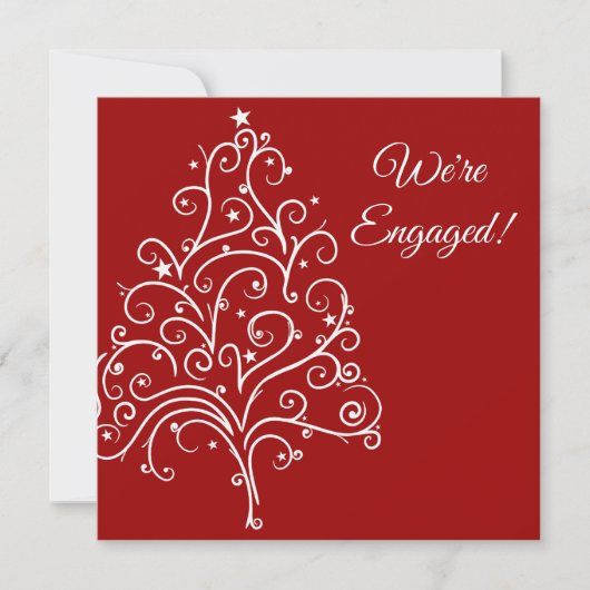 Invitation Red Christmas Tree Winter Engagement Party (Devant)