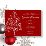 Invitation Red Christmas Tree Winter Engagement Party<br><div class="desc">Annoncez que vous êtes fiancés pour être mariés et des invités invitations pour célébrer avec l'invitation festive Red Christmas Tree Winter Engagement Party. Cet élégant invitation de fête Décembre personnalisé présente une conception complexe de xmas blanc sur un arrière - plan rouge. Disponible sous forme d'invitation imprimée à l'envoi ou...</div>