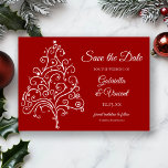 Invitation Red Christmas Tree Winter Wedding Enregistrer la d<br><div class="desc">Donnez un ton élégant à vos noces de décembre avec le mariage festif Red Christmas Tree Winter Wedding Save the Date Annonce. Cette élégante cérémonie de mariage d'hiver et réception garder la carte de date comporte une conception complexe de xmas blancs sur un arrière - plan rouge. Disponible sous forme...</div>
