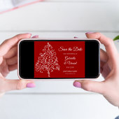 Invitation Red Christmas Tree Winter Wedding Enregistrer la d