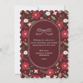 Invitation Red Christmas Wreath Floral Holiday Photo Card (Dos)