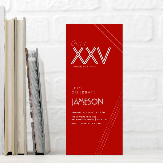 Invitation Red | Classe moderne de XXV Graduation Party