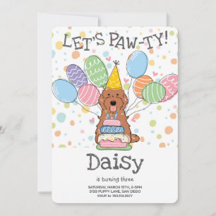 Invitation Red Cockapoo Cavapoo Chien fête d'anniversaire