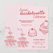 Invitation Red Cocktail Bachelorette Party (Devant / Derrière)