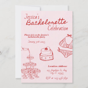 Invitation Red Cocktail Bachelorette Party