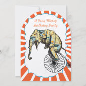 Invitation Red Colorant Circus Elephant Biker Anniversaire (Dos)