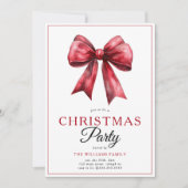 Invitation Red Coquette Bow Script Christmas Tree Party (Devant)