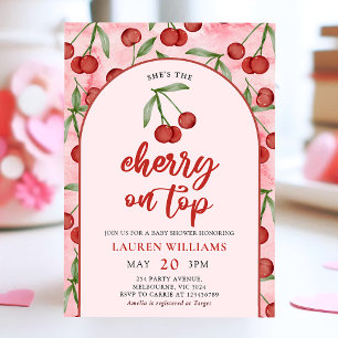 Invitation Red Coquette Cherry sur le Baby shower supérieur I