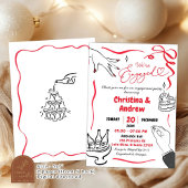 Invitation Red Coquette Hand Drake Engagement Party