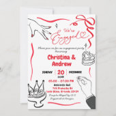 Invitation Red Coquette Hand Drake Engagement Party (Devant)