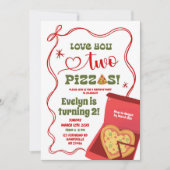 Invitation Red Coquette Vous aimez deux Pizzas fille de 2e an (Devant)