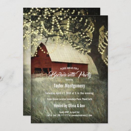 Invitation Red Country Barn | Matin à la campagne (Devant / Derrière)