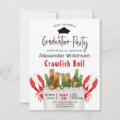Invitation Red Crawfish Boil Graduation BBQ Party (Devant)