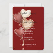 Invitation Red Cream Heart Balloons Bridal Shower (Devant)