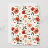 Invitation Red Cream Hearts and Flowers Bridal Shower (Dos)