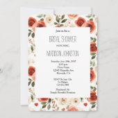 Invitation Red Cream Hearts and Flowers Bridal Shower (Devant)