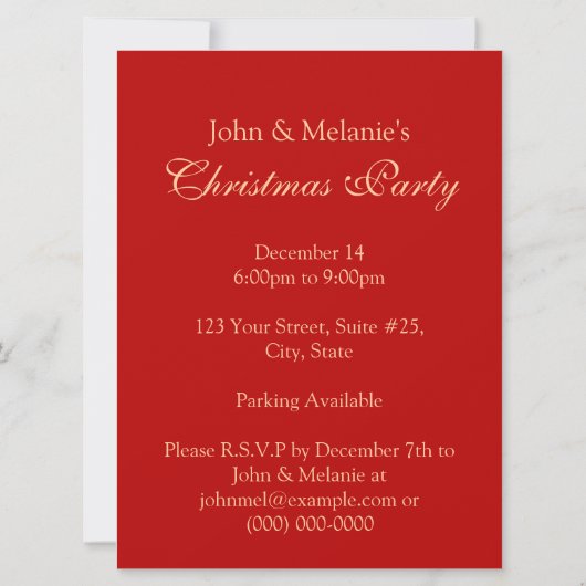 Invitation Red & Crème Holiday (Dos)