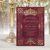 Invitation Red Crown Tiara Elegant Quinceanera