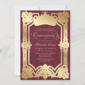 Invitation Red Crown Tiara Elegant Quinceanera (Devant)
