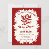 Invitation Red cupid angel baby shower (Devant)
