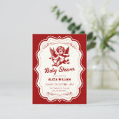 Invitation Red cupid angel baby shower (Debout devant)