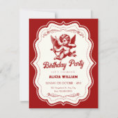 Invitation Red cupid angel birthday (Devant)