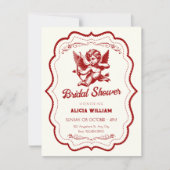 Invitation Red cupid angel bridal shower (Devant)