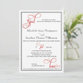 Invitation Red Curly Script Dieu est Amour Mariage chrétien (Debout devant)
