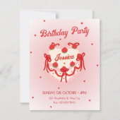 Invitation Red cute heart birthday cake  (Devant)