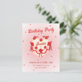 Invitation Red cute heart birthday cake  (Debout devant)