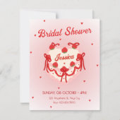 Invitation Red cute heart cake bridal shower (Devant)