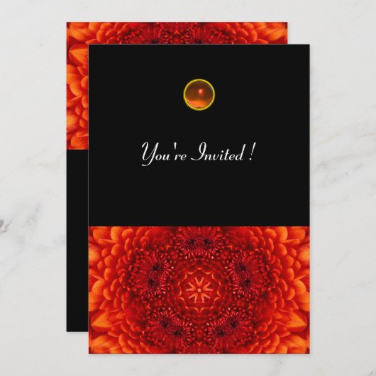 Invitation RED DAHLIA, AGATE noir clair (Devant / Derrière)