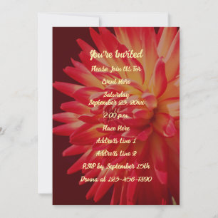 Invitation Red Dahlia Floral Elegant Party
