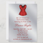Invitation Red Damask Corset Champagne Red Bachelorte (Dos)